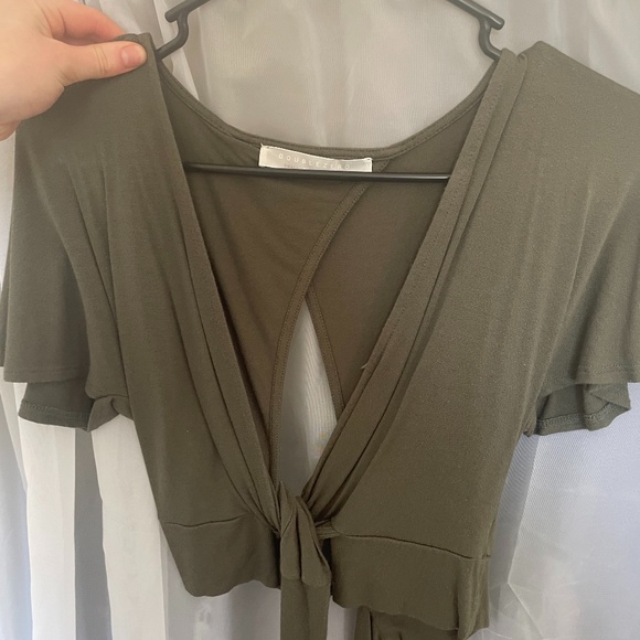 Frankie Phoenix Sage Green Tie Crop-Top - Picture 1 of 4